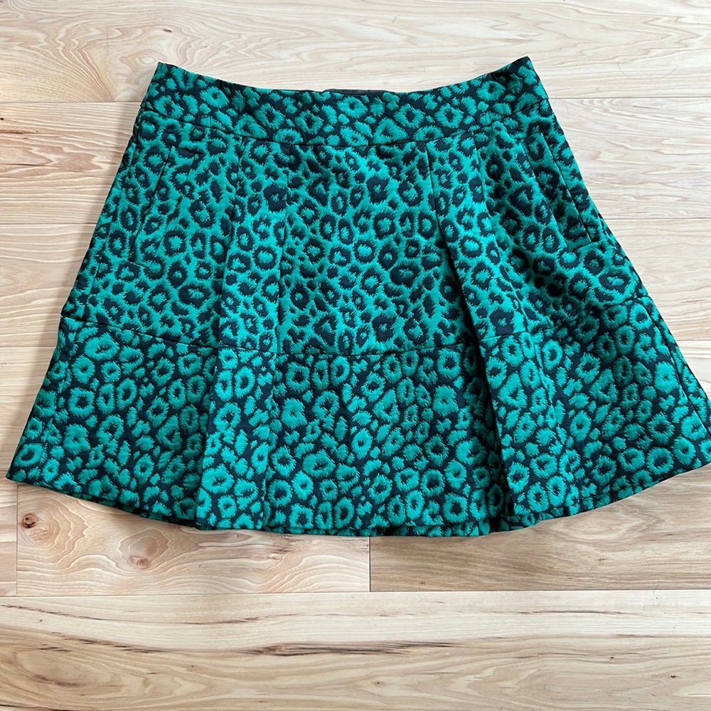Banana Republic Green Leopard Print Skirt with Pockets | 10